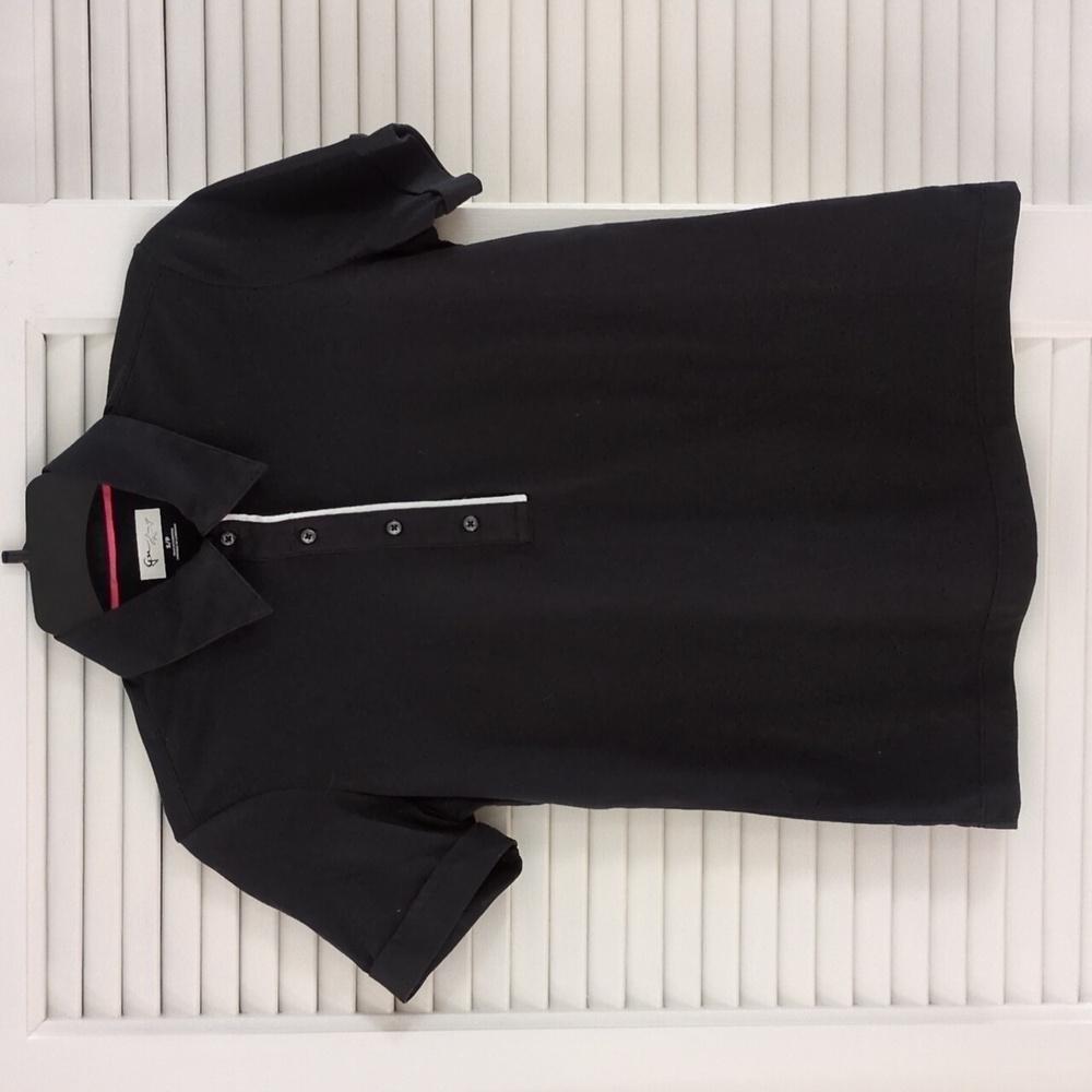 Greg Norman Golf Short-Sleeve Button-Down Polo Top.  Size Small. Black